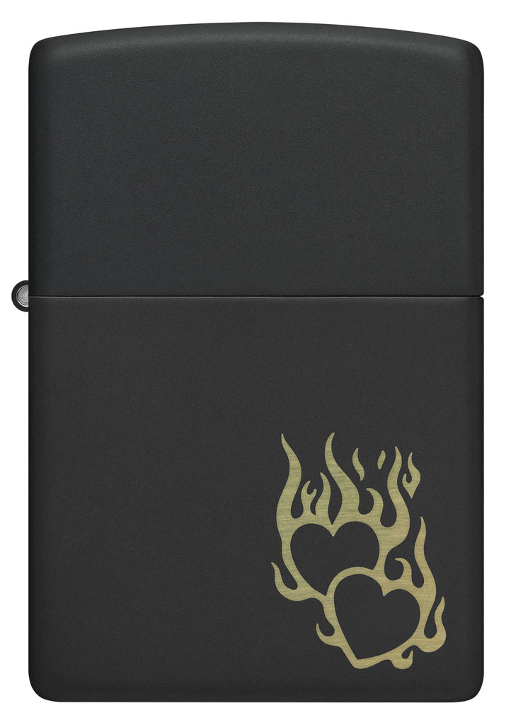 Zippo Fire Heart, Black Matte Lighter #46004