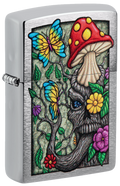 Zippo Trippy Mushroom, Brushed Chrome Lighter #48635