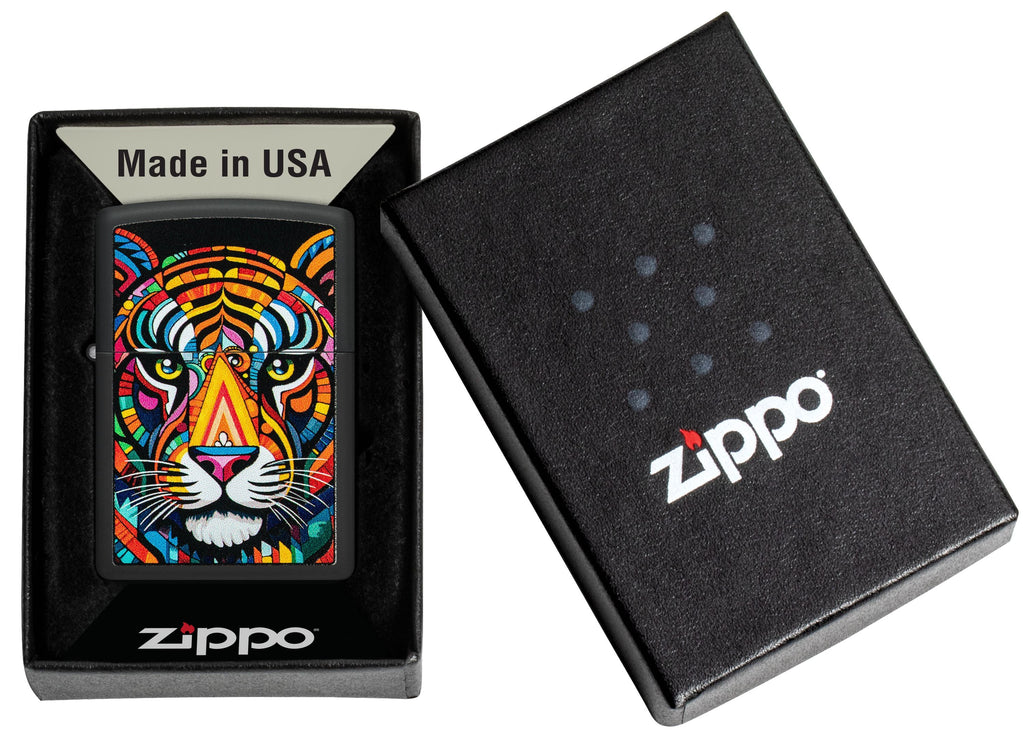 Zippo Colorful Tiger, Black Matte Lighter #46235