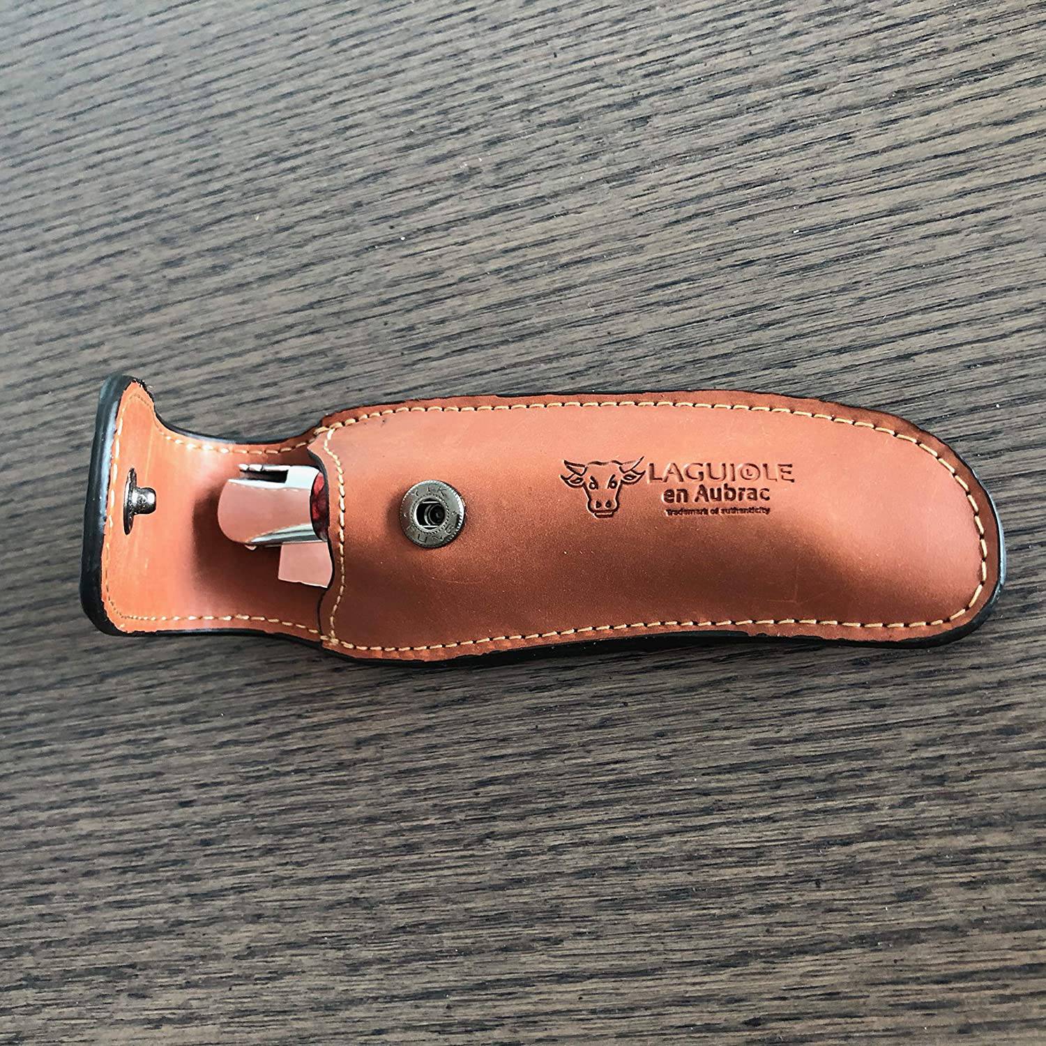 Laguiole en Aubrac Brown Leather Sheath Protector for Folding Knife