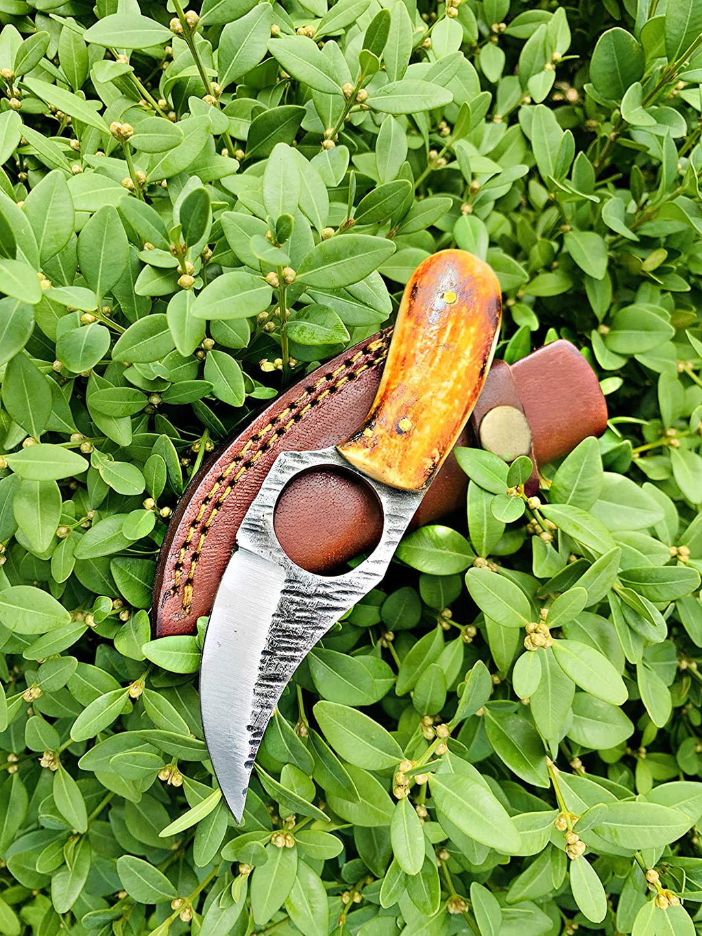 Titan Carbon Steel Utility Knife with Finger Hole Handle
