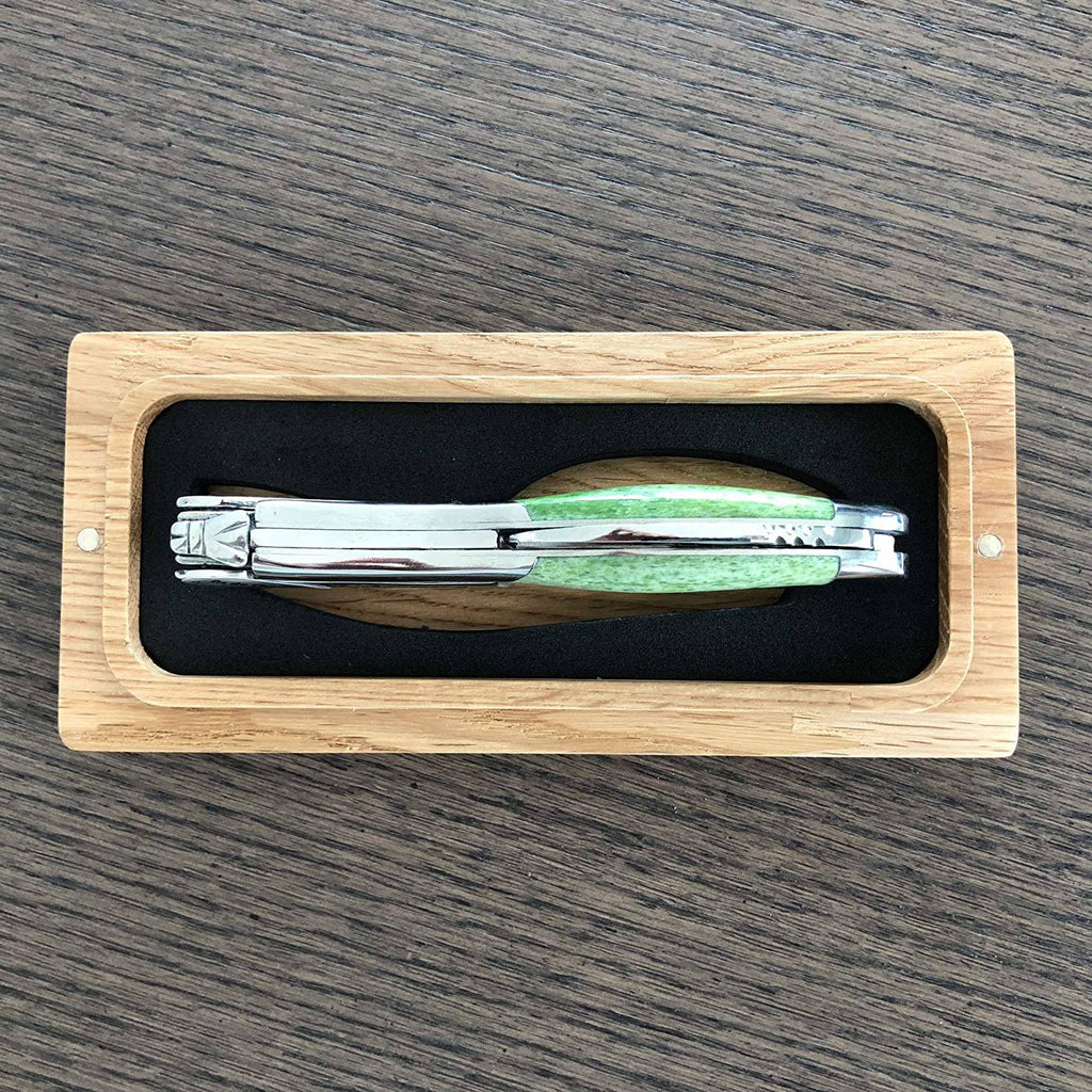Handcrafted Sommelier Waiter's Corkscrew with Green Camel Bone Handle by Laguiole en Aubrac