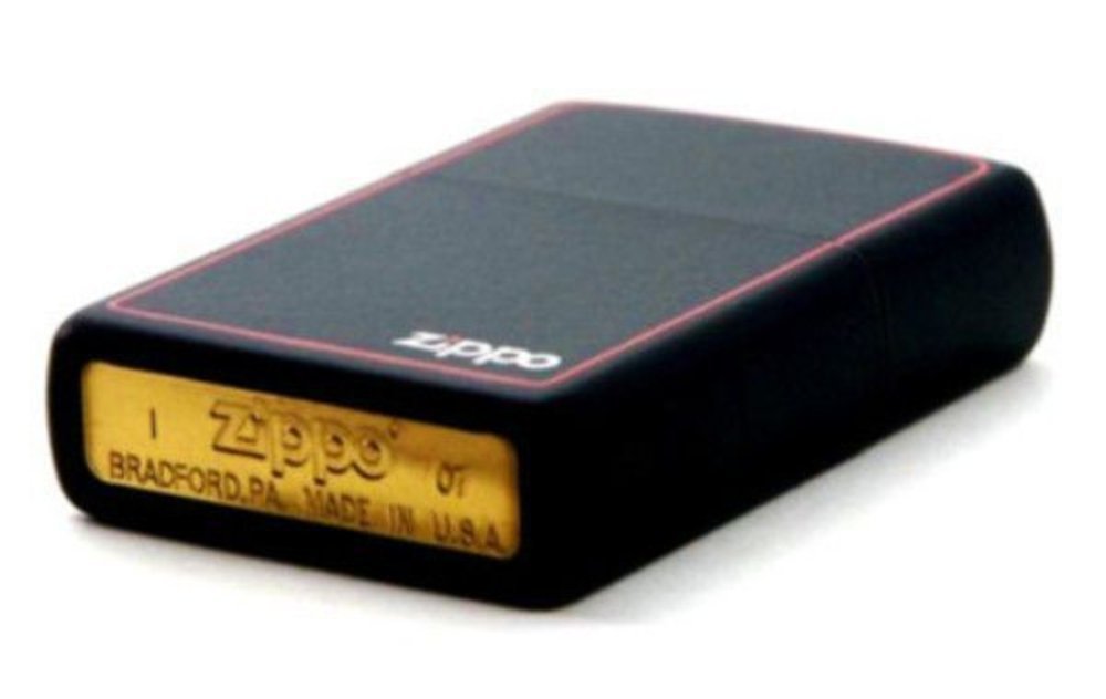 Zippo Red Border, Black Matte Lighter #218ZB
