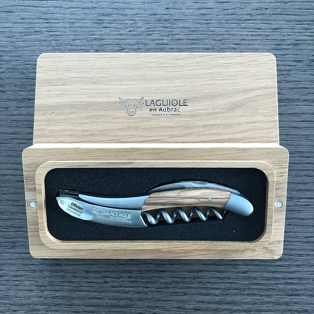 Handcrafted Sommelier DeLuxe No 8 Waiter's Corkscrew with Olivewood Handle by Laguiole en Aubrac