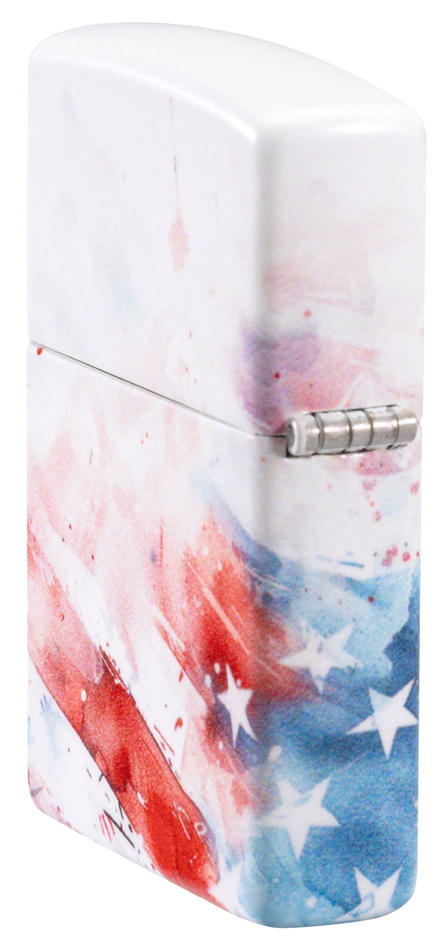 Zippo American Flag Watercolor 540°, White Matte Lighter #47209