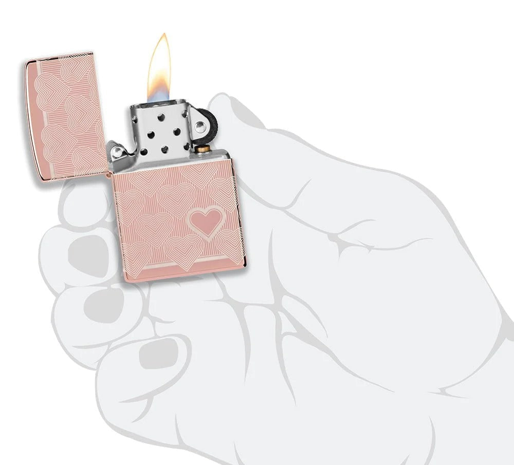 Zippo Heart, High Polish Rose Gold Lighter #49811