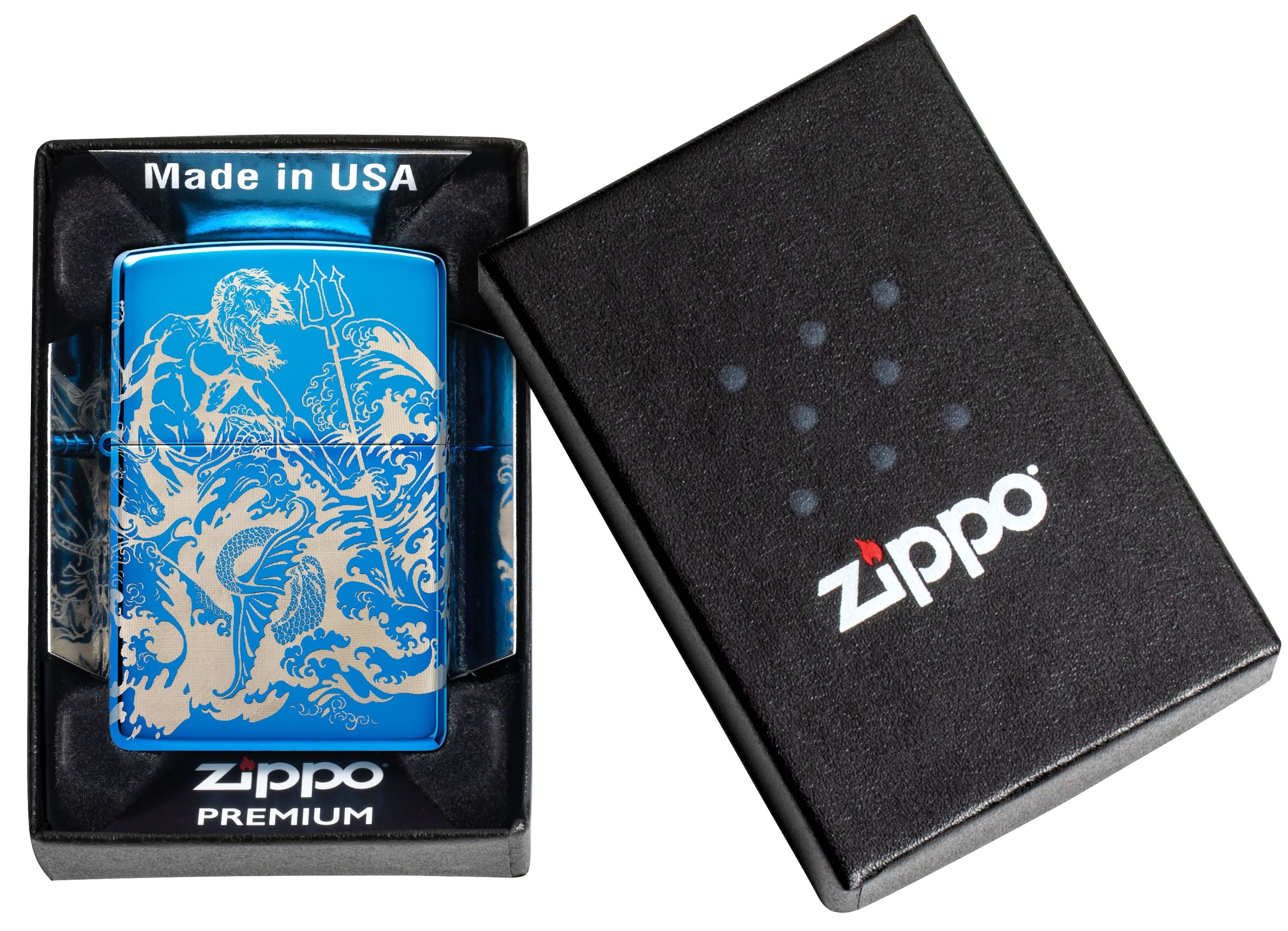Zippo Brawling Titans Photo Image 360°, High Polish Blue Lighter #48787