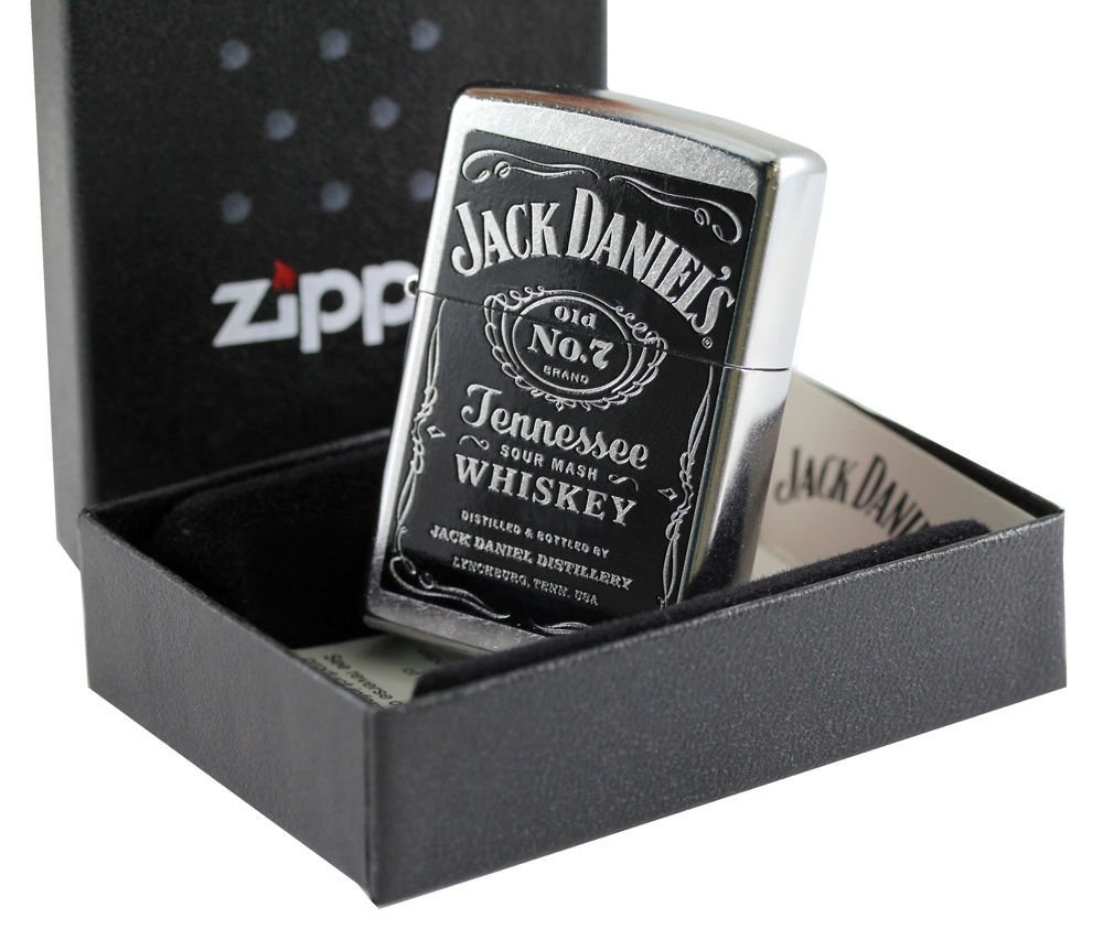 Zippo Jack Daniels Label, Street Chrome Lighter #24779