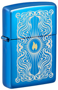 Zippo Fancy Flame, High Polish Blue Lighter #46424