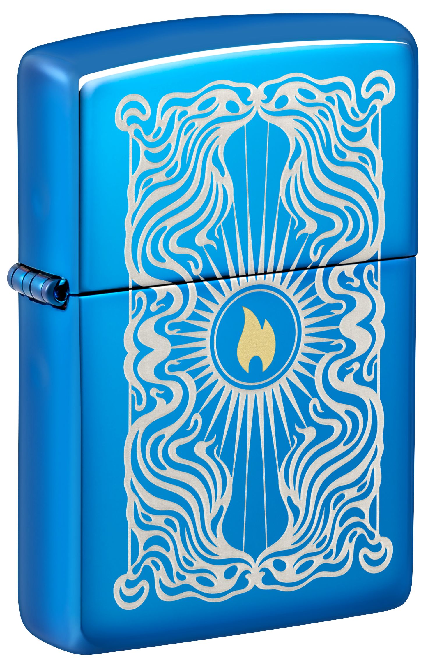 Zippo Fancy Flame, High Polish Blue Lighter #46424