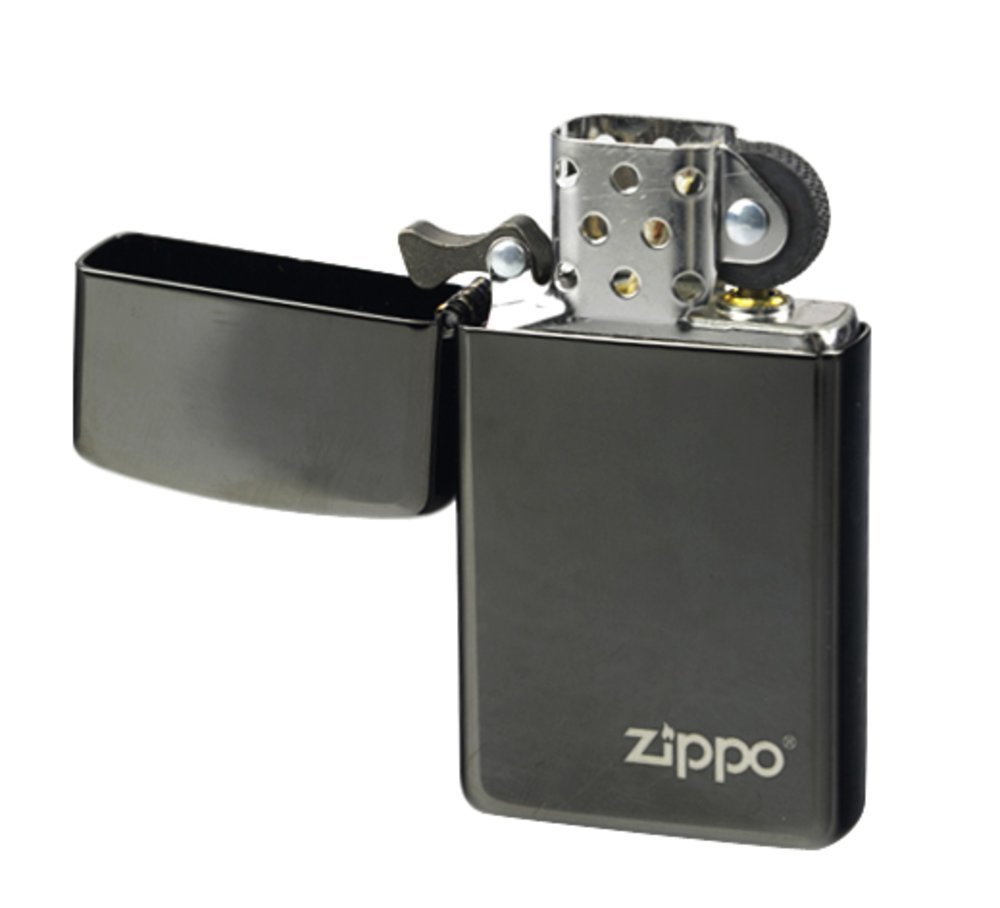 Zippo Slim High Polish Black with Logo, Lighter #28123ZL