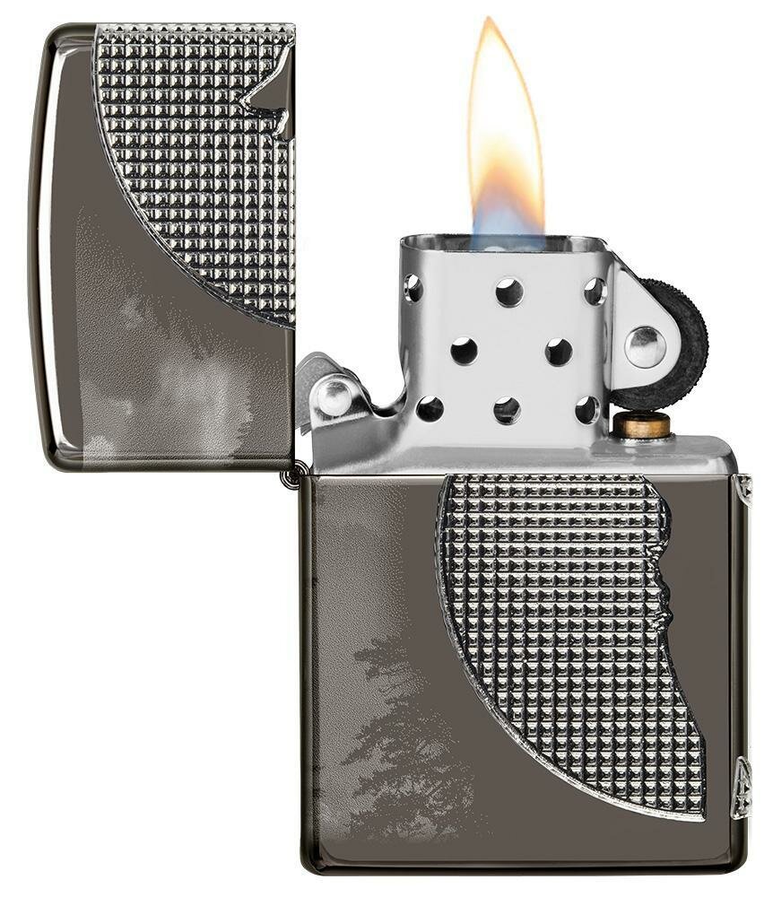 Zippo Armor Wolf Textured 360°, Black Ice Lighter #49353