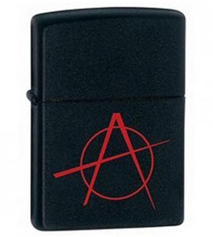 Zippo Anarchy Symbol, Black Matte Lighter #20842