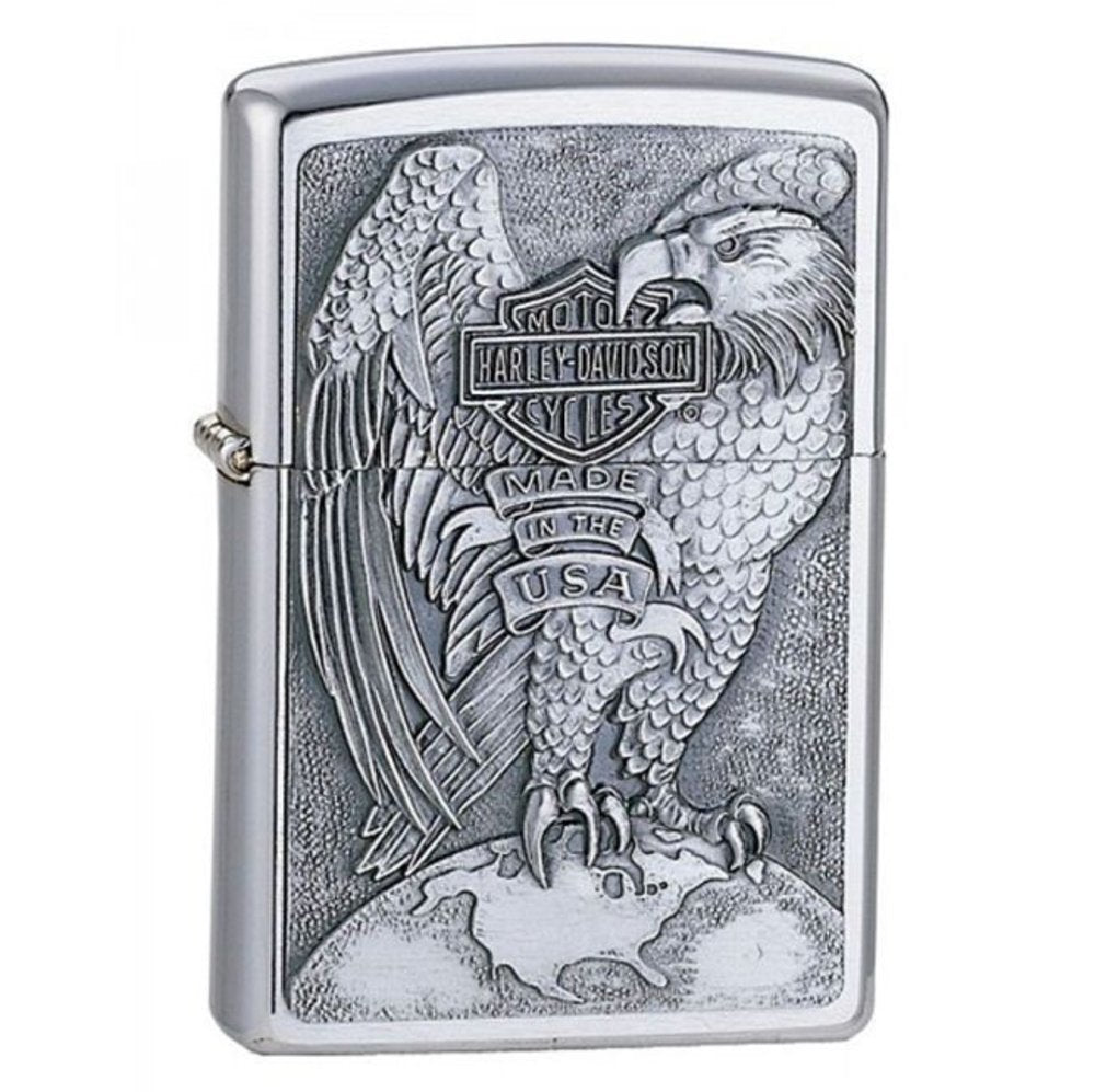 Zippo Harley-Davidson Eagle & Globe Emblem, Brushed Chrome Lighter #200HD.H231
