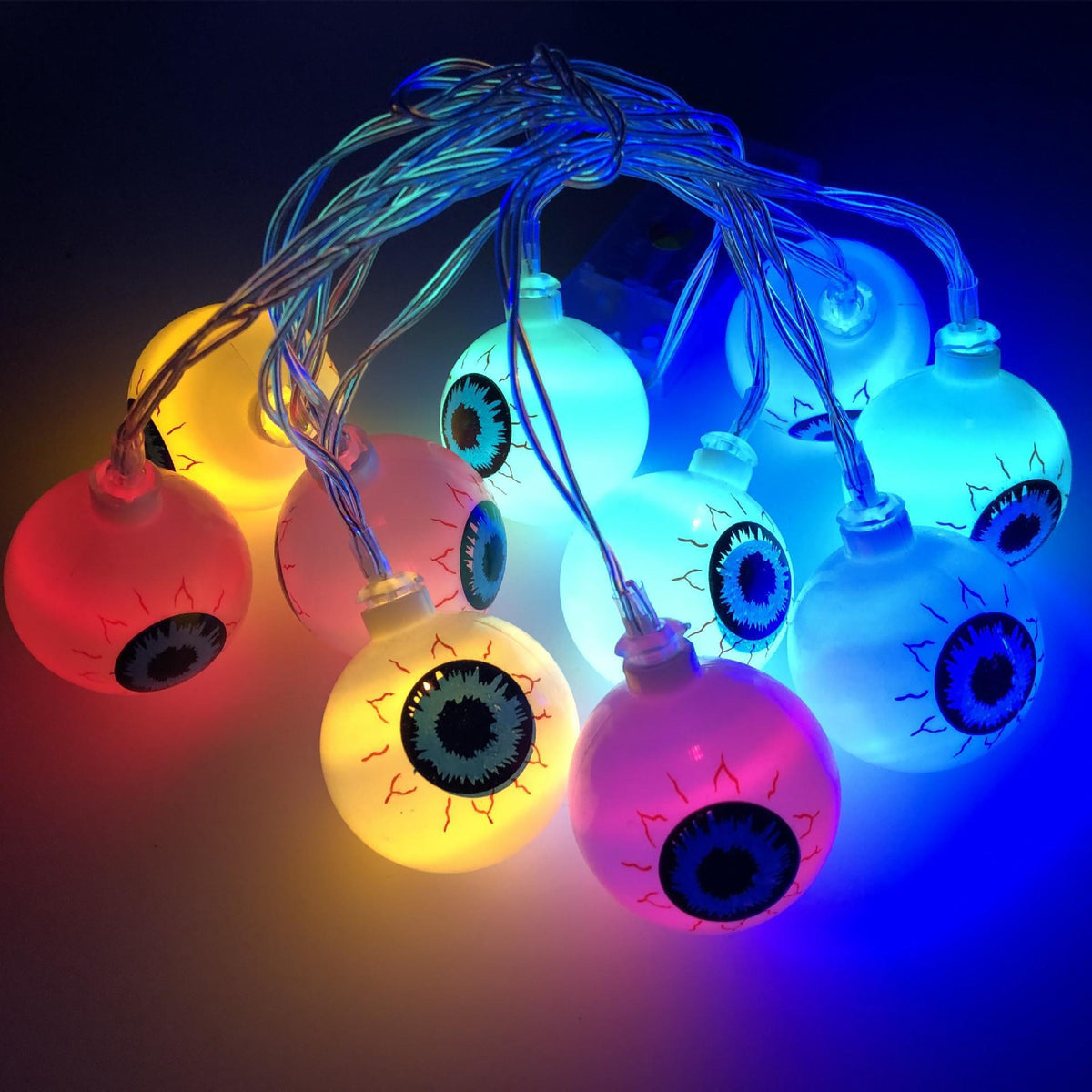 Halloween LED Eyeball Light String 10 Pcs LED Ghost Eye Light Warm Cold Colorful For Halloween Home Party Decor
