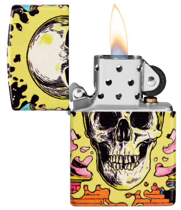 Zippo Glow-in-the-Dark Green Skull, 540° Color Lighter #48640