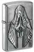 Zippo Anne Stokes Praying Lady Emblem, Brushed Chrome Lighter #49756