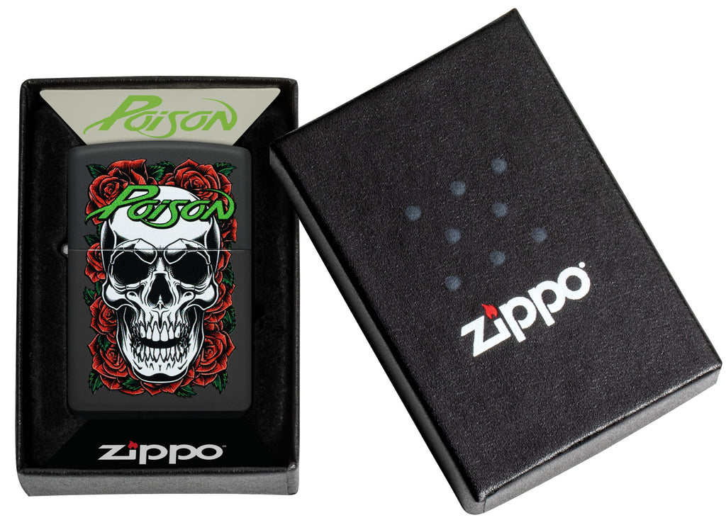 Zippo Poison Skull & Roses, Black Matte Lighter #47229