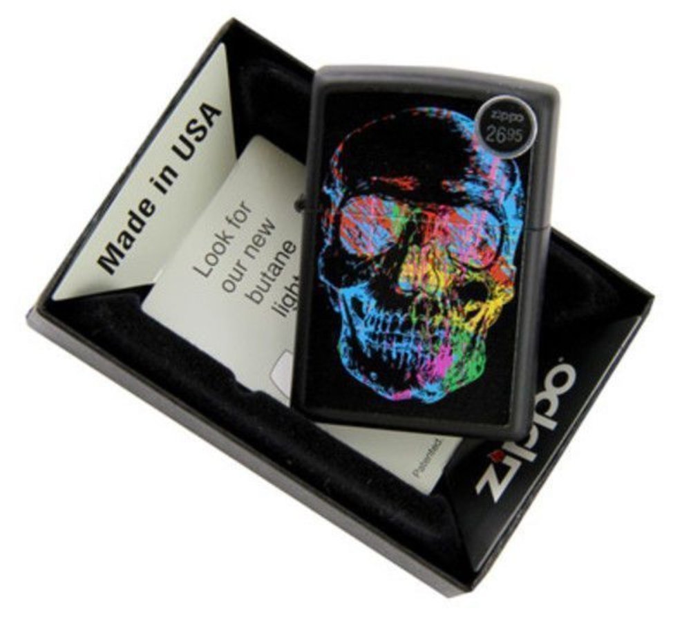 Zippo Colorful Skull, Black Matte Lighter #28042