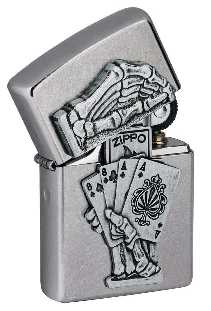 Zippo Dead Mans Hand Poker Casino, Street Chrome Lighter #49536