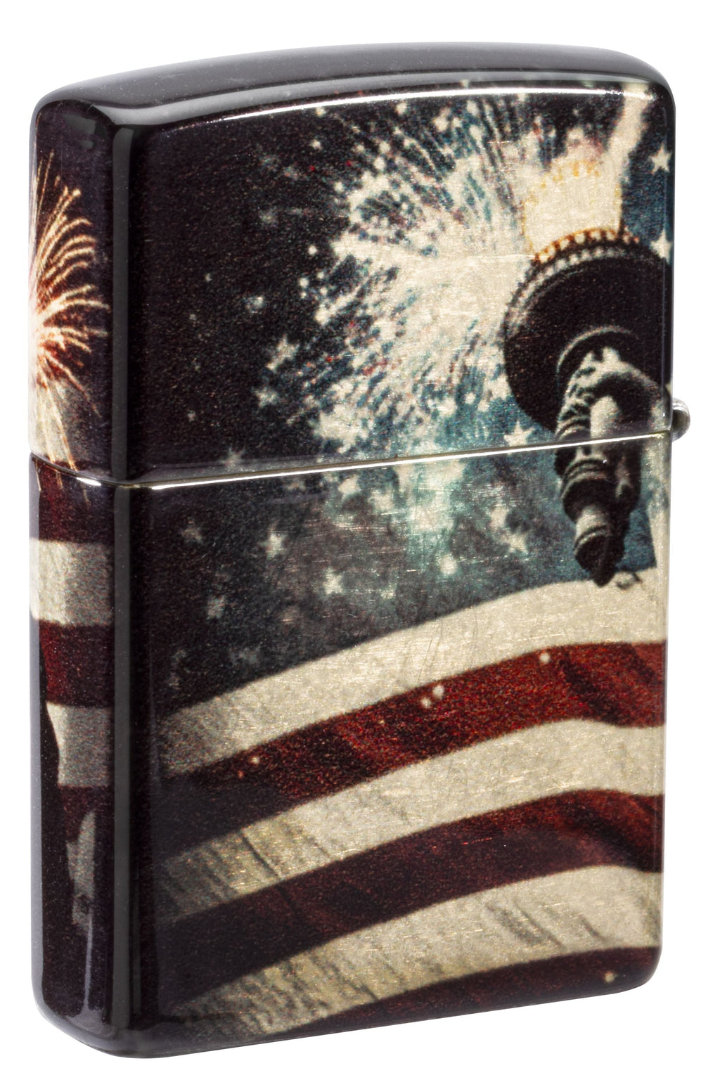 Zippo Statue of Liberty Patriotic 540°, Tumbled Brass Lighter #47186