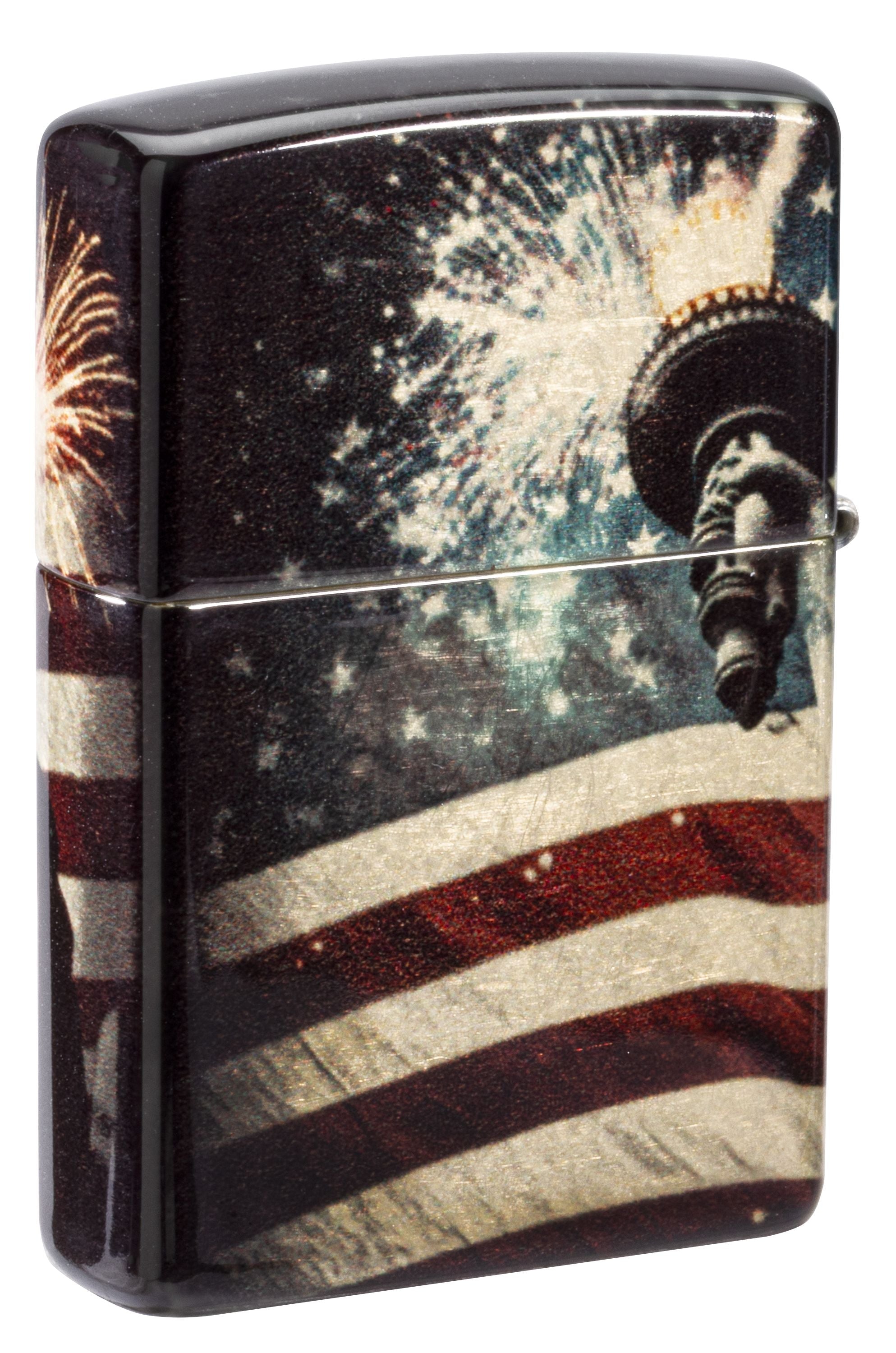 Zippo Statue of Liberty Patriotic 540°, Tumbled Brass Lighter #47186