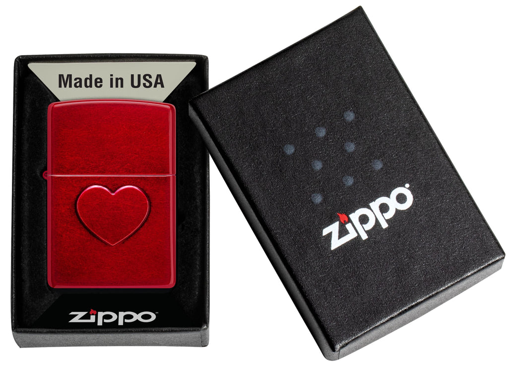 Zippo Stamped Heart, Candy Apple Red Lighter #46588