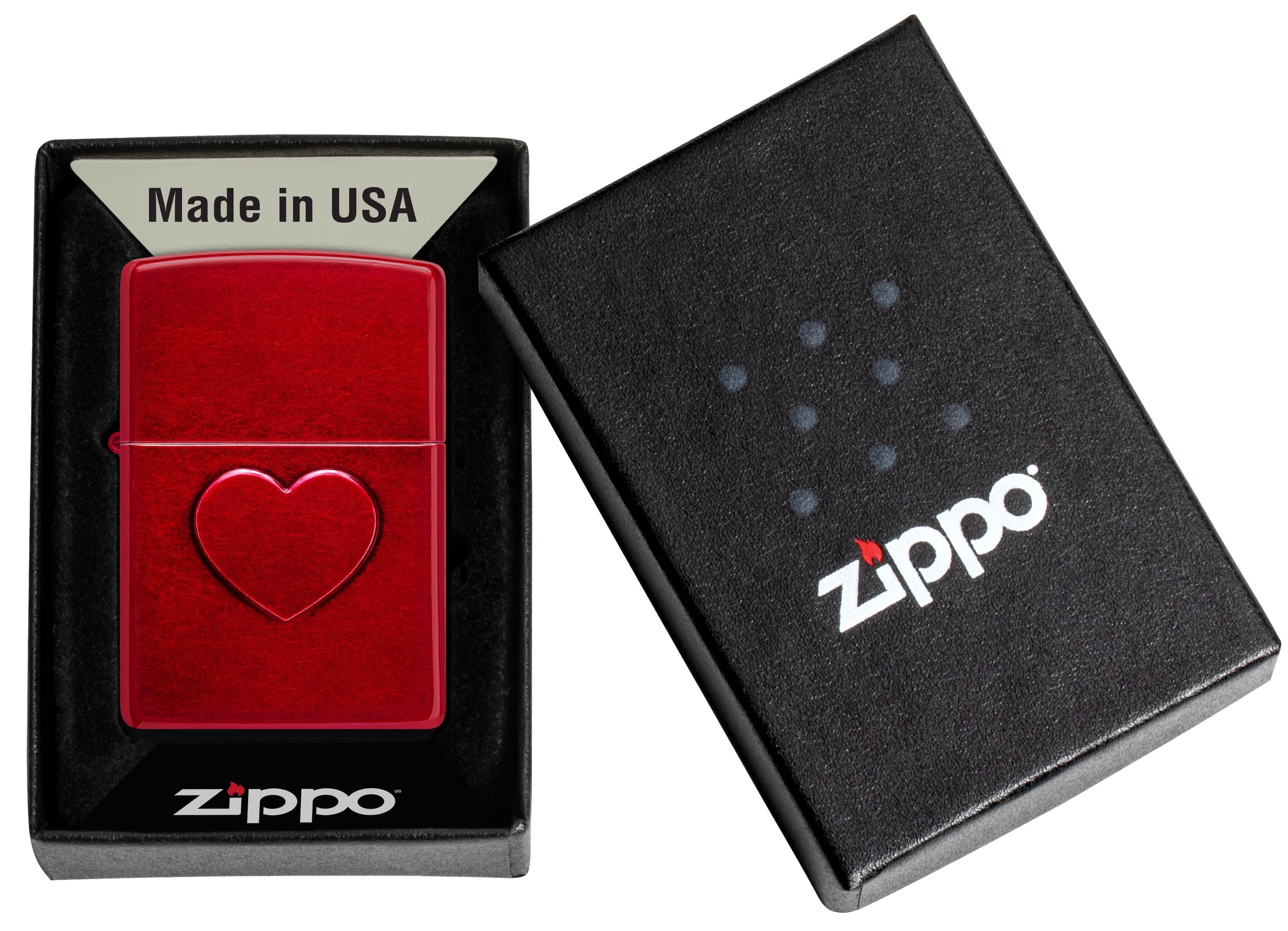Zippo Stamped Heart, Candy Apple Red Lighter #46588