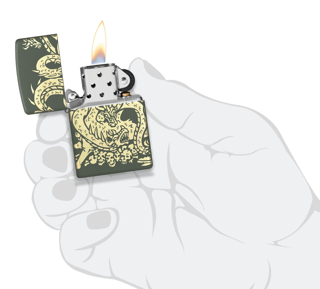 Zippo Hydra Dragon, Green Matte Lighter #48907