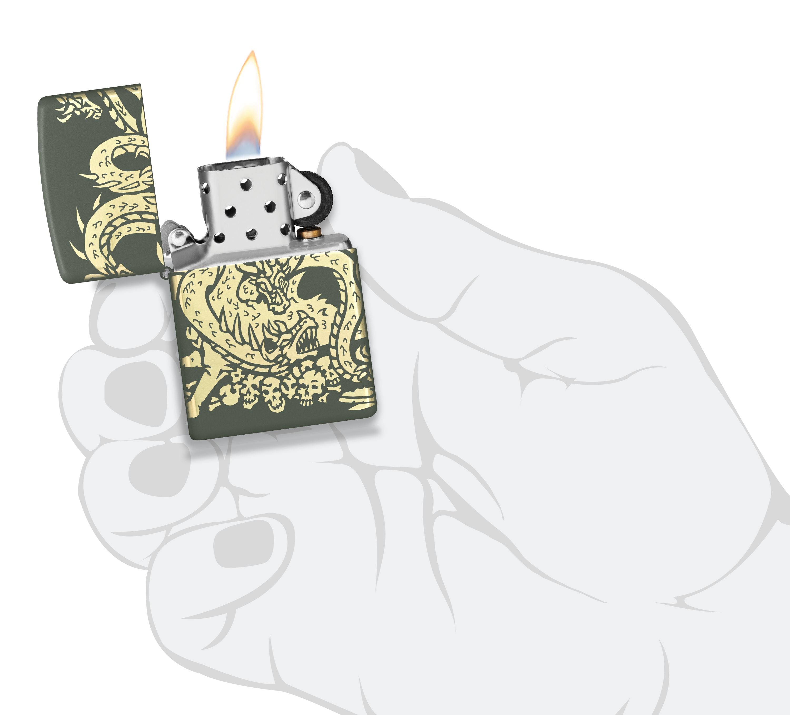 Zippo Hydra Dragon, Green Matte Lighter #48907