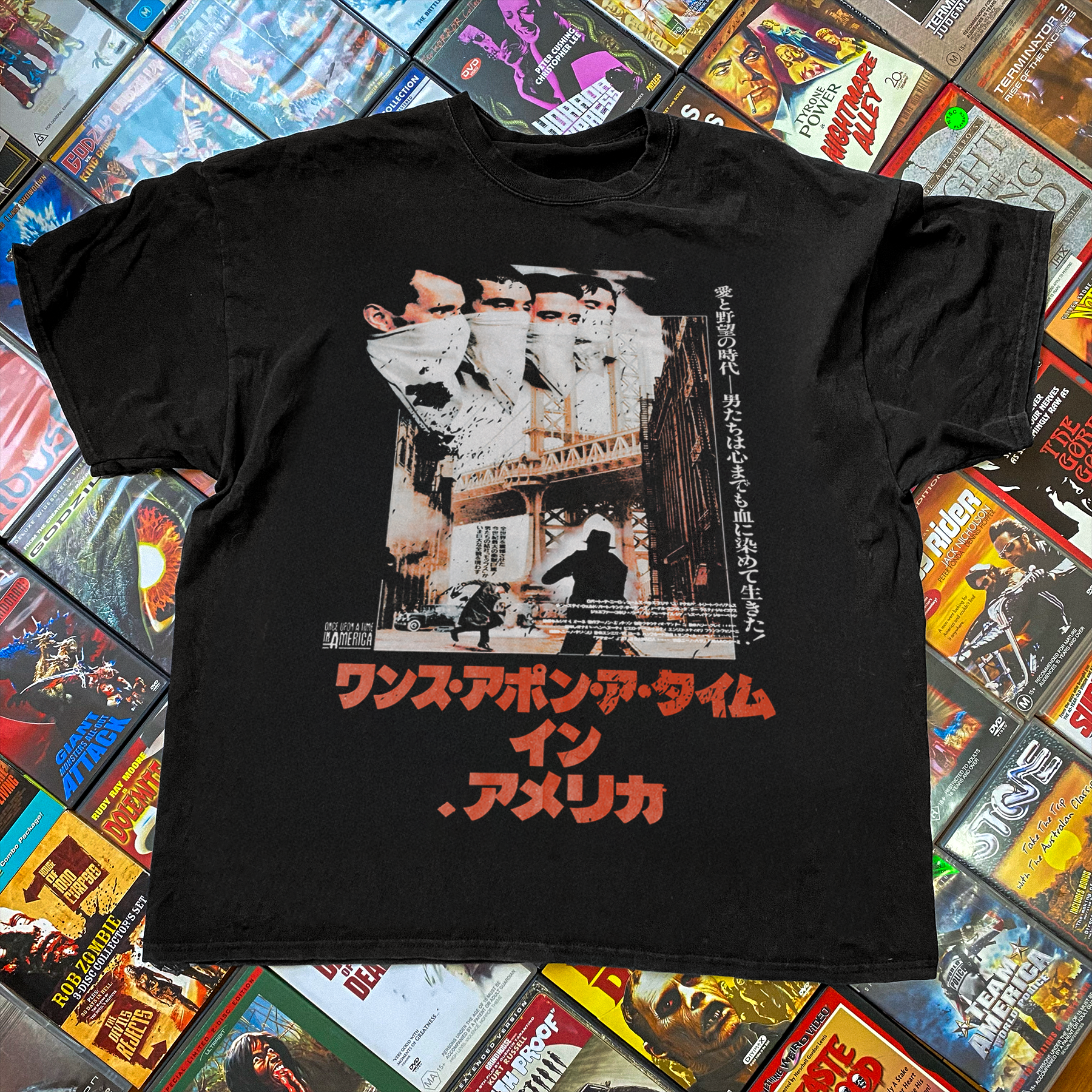 Once Upon a Time In America' 1981 Japanese Poster Washed Black Vintage Tee