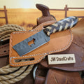 Bear Cutout Herringbone Cleaver Knife 8" Handmade Carbon Steel
