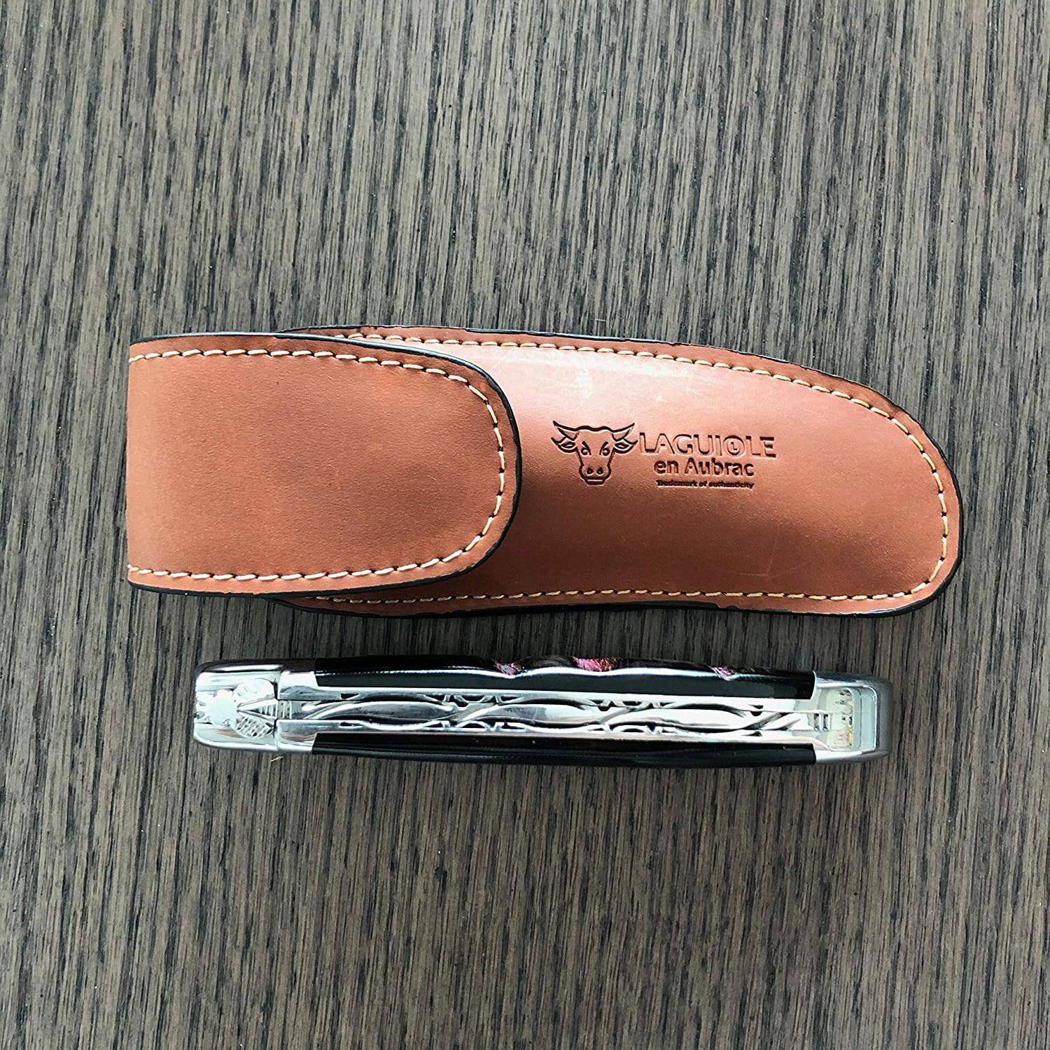 Laguiole en Aubrac Brown Leather Sheath Protector for Folding Knife