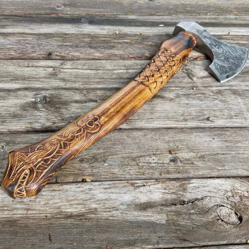 Viking axe lover knife by Knives Gear Garage featuring a detailed Viking-inspired design and a sturdy blade.