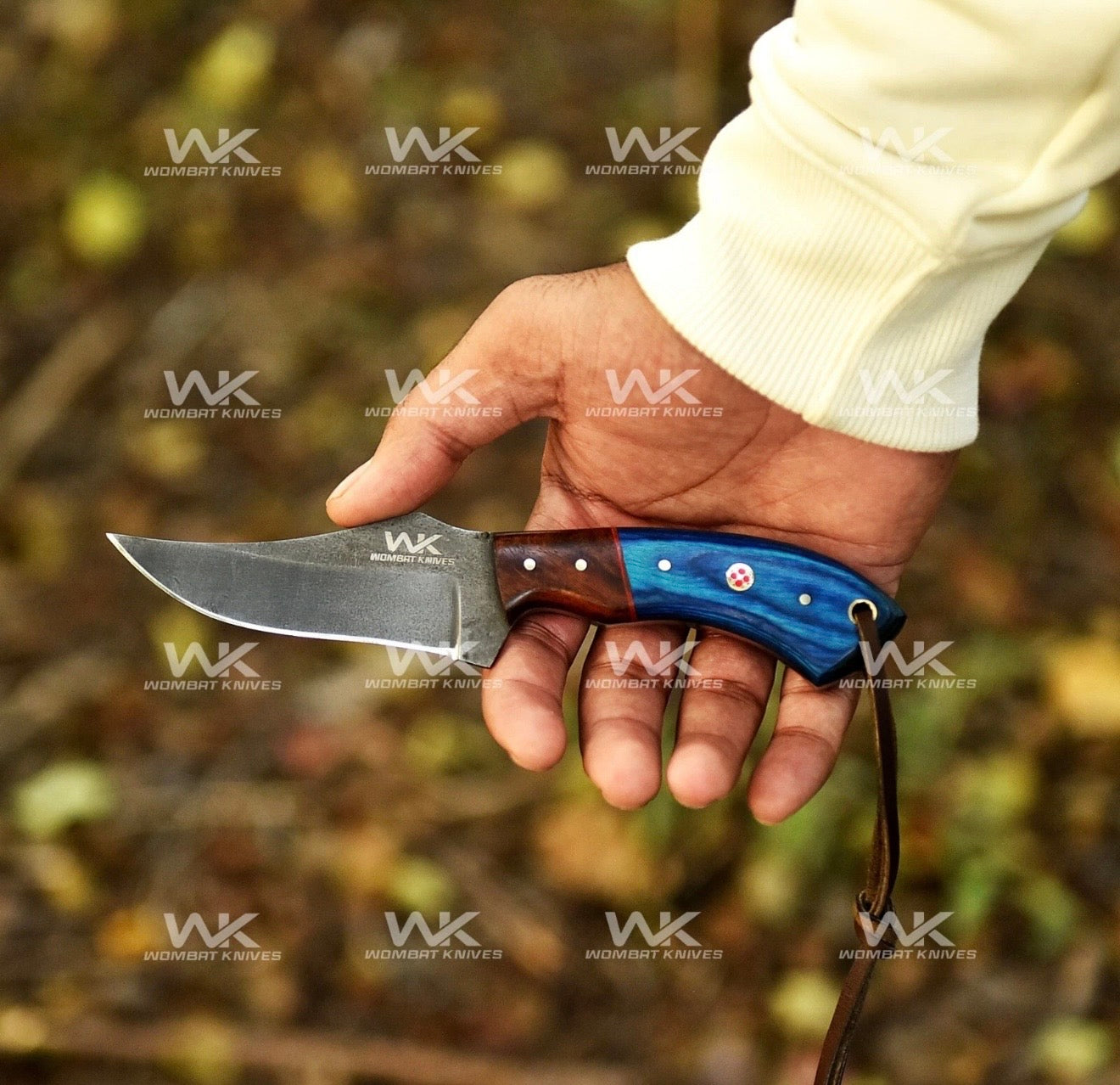 Blue Pakkawood Rite Edge Skinner with Stabilized Wood Handle