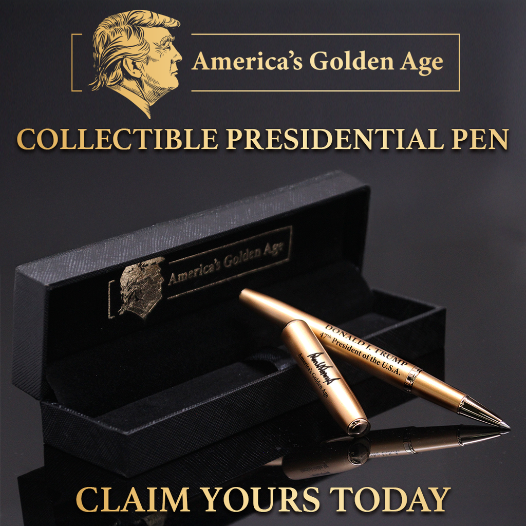 Golden Age Presidential Pen from Proud Patriots, a collectible featuring intricate design and historical details, ideal for history enthusiasts.