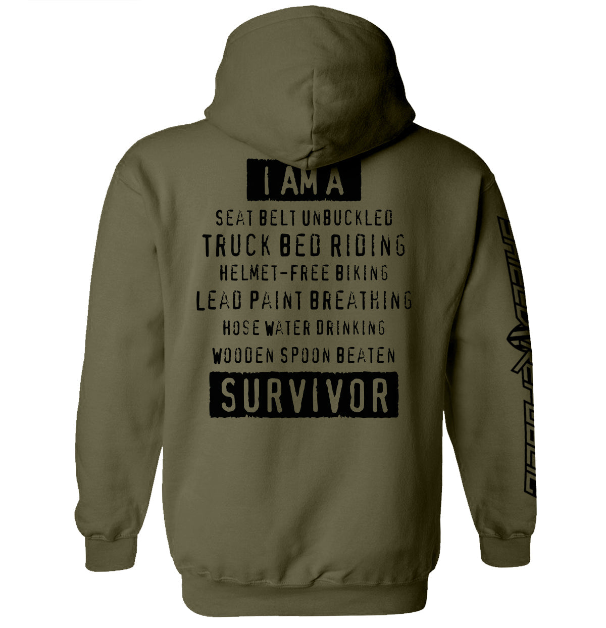 I'm A Hard Times Survivor olive green hoodie - Shield Republic
