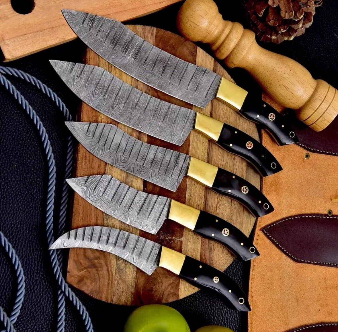 Custom Handmade Damascus Steel Knife Set – 9” to 13” Blades
