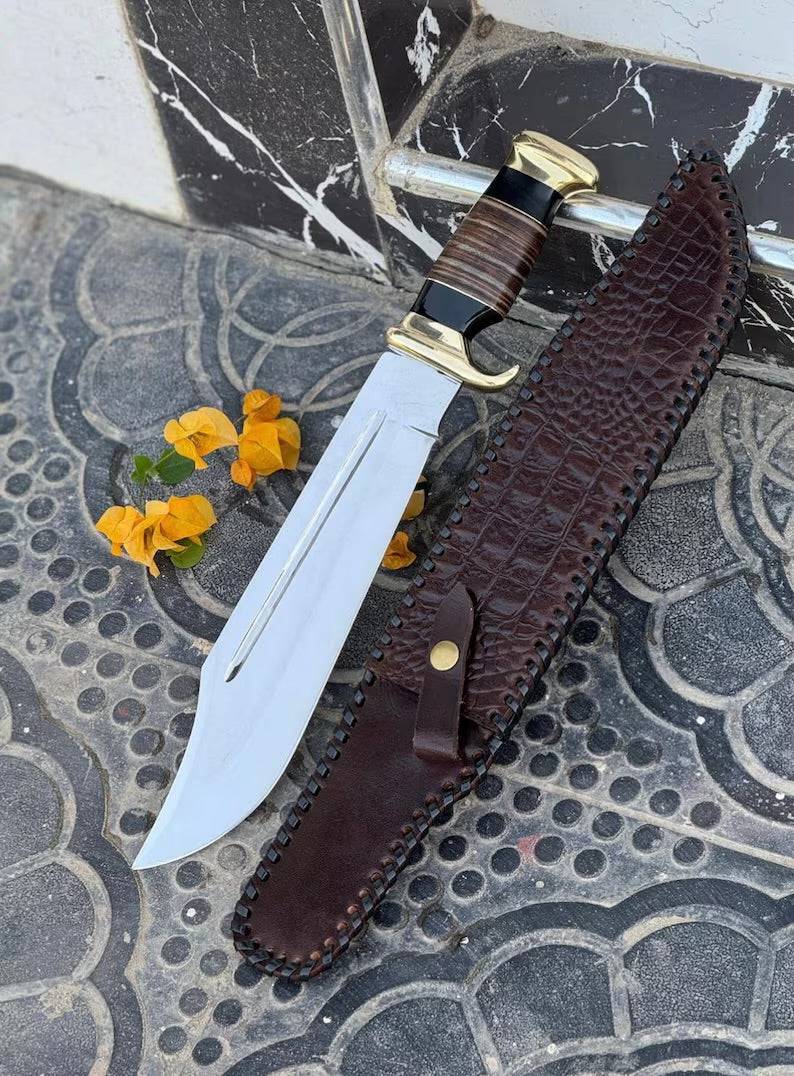 Crocodile Dundee Outback inspired Dundee knife with a premium polished blade by cskforged, displayed on a plain background.