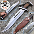 Cskforged Rambo survival knife with D2 steel blade, black handle, and tactical design ideal for outdoor and survival use