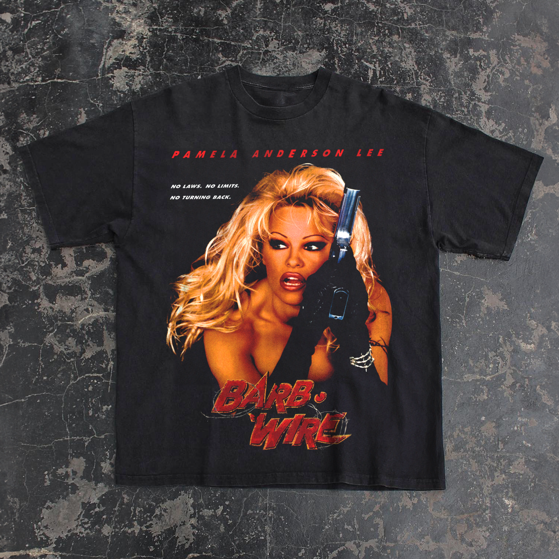 Vintage Pamela Anderson 'Barb Wire' 1996 Black T-Shirt