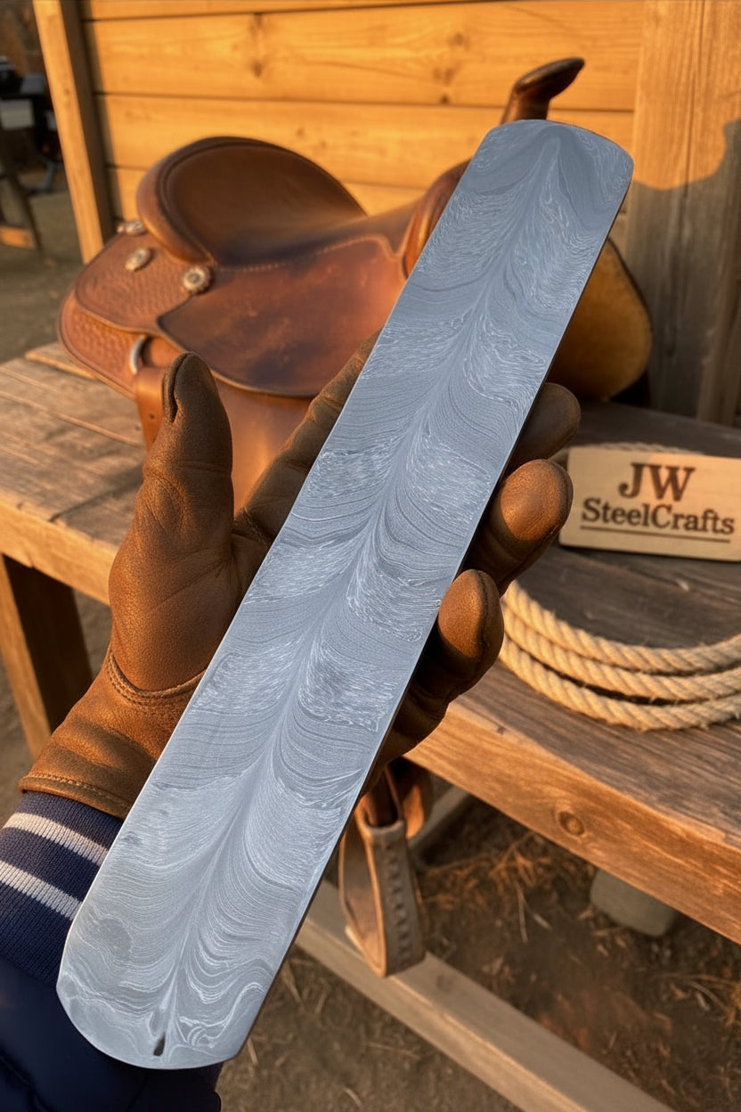 Silvertrail Damascus Billet Bar 10 inch raindrop pattern steel - Relic & Reel