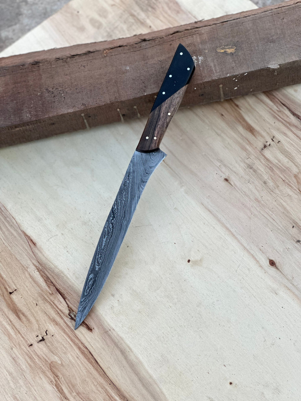 Handmade Damascus Steel Large Fillet Knife Hunting Fishing, Full Tang 13.5 inch