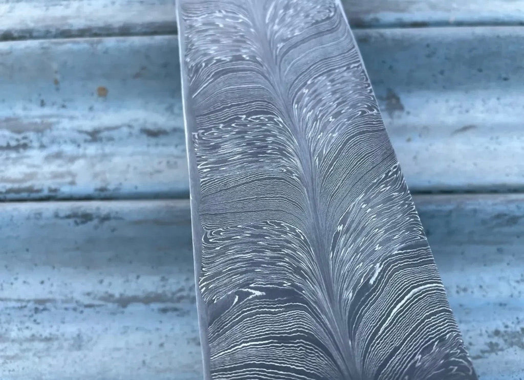 Silvertrail Damascus Billet Bar 10" Handmade Raindrop Pattern Damascus steel - Relic & Reel