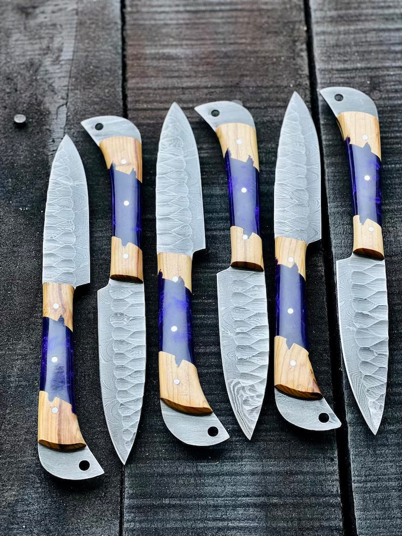 Best Japanese Knife Set – 8" Forged Stainless Steel Blade with Olivewood Epoxy Resin Handle