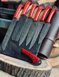 Best Professional Knife Set – 13” Handmade Damascus Steel Chef Knife with Pakkawood Handle, Brass Bolster & Leather Sheath