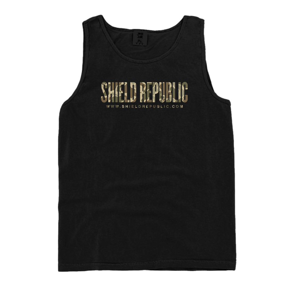 Shield Republic Duck Camo Banner Text Tank Top - Men's Apparel | Relic & Reel