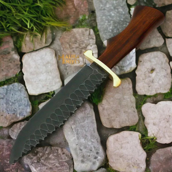 Handforged D2 Steel Bowie Knife Rosewood Handle