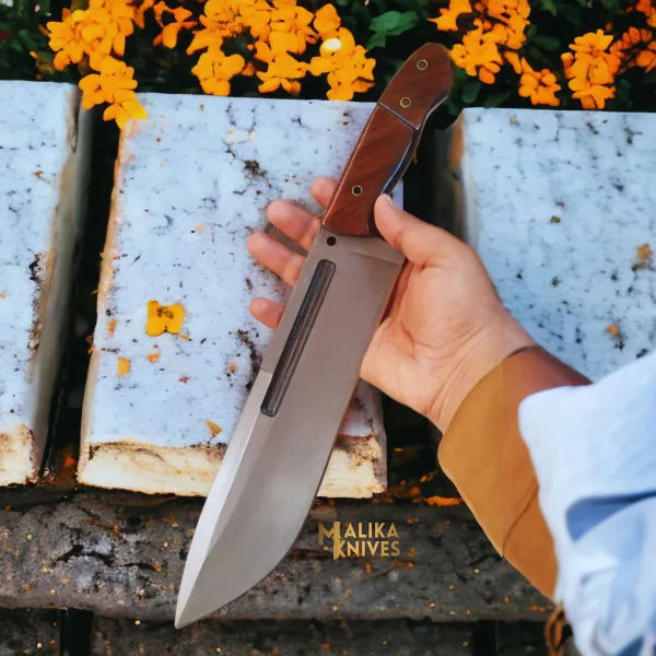 D2 Bowie Knife | Rosewood Handle | Bushcraft Tool.