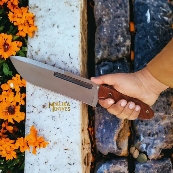 D2 Bowie Knife | Rosewood Handle | Bushcraft Tool.